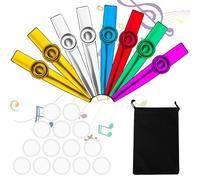 JOZMMZEOOA Kazoo Metal Set 4/8 Pieces with 16 Flute Membranes and Storage Bag for Adults and Music Lovers Beginners