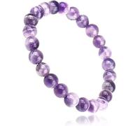 JOZMMZEOOA Natural Gemstone Healing Crystal Citrine Crystal Beaded Bracelet & Black Tourmaline Bracelet - Elastic Adjustable Energy Stone for Stress Relief Meditation Yoga Daily Wear (Purple)