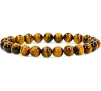 JOZMMZEOOA Natural Gemstone Healing Crystal Citrine Crystal Beaded Bracelet & Black Tourmaline Bracelet - Elastic Adjustable Energy Stone for Stress Relief Meditation Yoga Daily Wear (Black)
