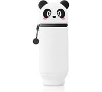 JOZMMZEOOA Panda Pencils Case H 22.5 cm Stand Up Telescopic Pencil Big Capacity Pencil Case and Desk Pen Holder Case in Soft Silicone Zipper Closure Big Capacity for Teenage (Open-Eyed Panda)
