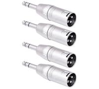 Jozzai 1/4 to XLR Adapter for Microphone,Mixer, 4 Pack, Silver, 1/4 inches TRS Male to XLR Male Coupler, 6.35mm TRS to XLRAdapter, Zinc Alloy with Nickel Plating