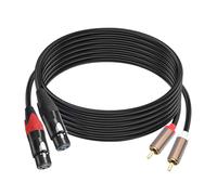 Jozzai RCA to XLR HiFi Audio Cable 16 Feet, 2 RCA Male to 2 XLR Female, Black with Red/Black Tail, 4N OFC Wire and Gold-Plated Conductors for Amplifier, Mixer, Microphone