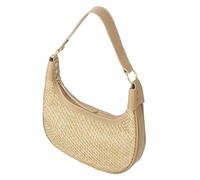 JOZZYAPA Small Straw Crescent Bag Straw Purse Woven Purse Vacation Purse Wicker Purse Summer Handbag Beach Purse Crossbody Bags Shoulder Purse for Women, Beige