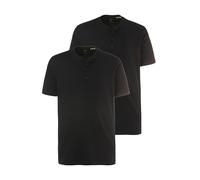JP 1880 Men's Big & Tall 2 Pack Slim Fit Cotton Henley Tees Black Large 708420 10-L