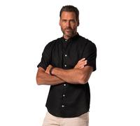 JP 1880 Men's Hemd, Halbarm, Leinenmix, Stehkragen, Modern Fit Shirt, Black, 5XL