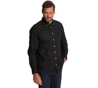 JP 1880 Men's Hemd, Langarm, Leinenmix, Buttondown-Kragen, Modern Fit Shirt 1/1, Black, 3XL