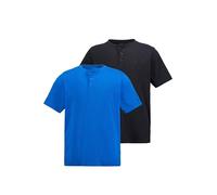 JP 1880 Men's Henley 1/2 Twin Pack Shirt, Clematis Blue, XXXXXXXXL