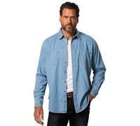 JP 1880 Men's Large Sizes Menswear L-8XL Denim Shirt, Long Sleeve, Kent Collar, Modern Fit, up to 8 XL 822885, Light Blue, 8XL