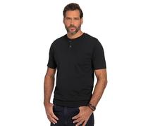 JP 1880 Men's Henley, Belly fit, Half Sleeve, Crew Neck T-Shirts, Black, XXXXX-Large