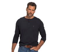 JP 1880 Men's Large Sizes Menswear L-8XL JP1880 Henley, Basic Shirt, Long Sleeve, Button Placket, up to 8XL 702555, Dark Navy, 4XL/Tall