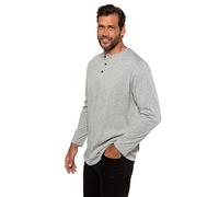 JP 1880 Men's Henley T-Shirt, Grey Melange, XXXXX-Large
