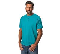 JP 1880 Men's Henley, Basic, Knopfleiste, Halbarm T-Shirts, Turquoise, 5XL