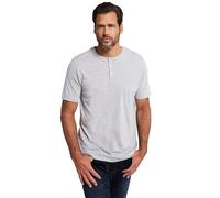JP 1880 Men's Henley, Basic, Knopfleiste, Halbarm T-Shirt 1/2, Grey Melange, 4XL