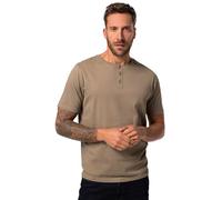 JP 1880 Men's Henley, Basic, Knopfleiste, Halbarm T-Shirts, Brown/Grey, 7XL