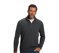 JP 1880 Men's Large Sizes Plus Sizes Menswear L-8XL Knitted Troyer, Stand-Up Collar, Zip, Long Sleeves, up to 7 XL 716842, Dark Grey Melange, 4XL