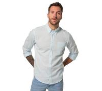 JP 1880 Men's Large Sizes Plus Sizes Menswear L-8XL Shirt, Long Sleeve, Linen Mix, Buttondown Collar, Modern Fit 782629, ice Blue, L