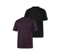 JP 1880 Men's Large Sizes Plus Sizes Menswear L-8XL T-Shirts, Basic, Pack of 2, Round Neck, up to 8XL 702637, Dark Purple, 8XL