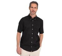 JP 1880 Men's Linen Shirt, Half Sleeve, Button-Down Collar, Modern fit, Black, XXXXX-Large