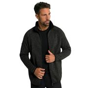 JP 1880 Men's Jay-pi Knitted Fleece Jacket Cardigan Sweater, Black, XXXXXXXL