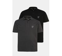 JP 1880 Menswear Big & Tall Plus Size L-8XL 2-Pack Polo Shirts Dark Grey Melange, Black XXXXXX-Large 704317 11-6XL