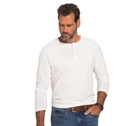 JP 1880 Men's Shirt, Henley, Langarm, Knopfleiste, bis 8XL T-Shirt, Weiß, 6XL