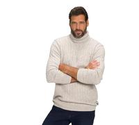 JP 1880 Menswear Big & Tall Plus Size L-8XL Sweater, Cable Design, Turtleneck Sand XXXX-Large 809084310-4XL