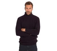 JP 1880 Men's Turtleneck Jumper, Wool Mix, Front Cable Knit Sweater, Blackcurrant, 3XL