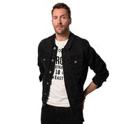 JP 1880 Menswear Big & Tall Plus Size L-8XL Denim Jacket, 4 Pockets, Button Band Black XXX-Large 836791100-3XL