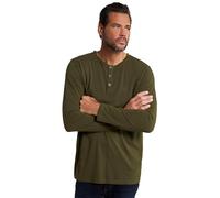 JP 1880 Menswear Big & Tall Plus Size L-8XL JP1880 Henley, Basic, Top, Long-Sleeve, Button Placket, Up to 8XL Dark Khaki XXXX-Large 702555430-4XL