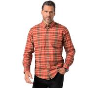 JP 1880 Menswear Big & Tall Plus Size L-8XL Long-Sleeve Button-Down Collar Modern fit Plaid Shirt Terra XXXXX-Large 845123676-5XL