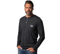 JP 1880 Menswear Big & Tall Plus Size L-8XL Long Sleeve Henley Black XXXXX-Large 808460100-5XL