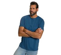 JP 1880 Menswear Big & Tall Plus Size L-8XL Short Sleeve Henley Shirt, Basic Blue Denim XX-Large 726695902-XXL