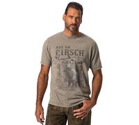 JP 1880 Menswear T-Shirt, Traditional Costume, Short Sleeve, Large Print, Vintage Look, Chest Print, Round Neck ash Gray XXX-Large 818508180-3XL