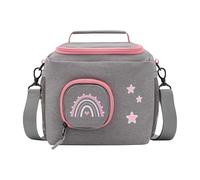 JP Journey Bag for Toniebox - BoxBag for 10 Figures and Box for Travel and in the Car, Velcro, Gray-pink rainbow, 4 Litres, Shoulder bag for Toniebox
