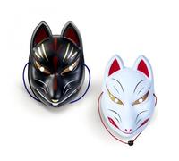 JP Number Fox Mask, Fox Mask, Fox Mask, Masquerade, Cosplay, Disguise, Halloween (Black and White Set)