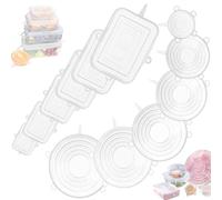 JP Sales Adjustable Silicone Lids Kitchen 12 Pcs Round and Square Seal Perfect BPA Free Eco-Friendly Easily Washable Versatile Solution for Kitchen and Storage, 12tjp