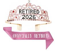 JPACO 2026 Retirement Tiara & Sash - Officially Retired Sash & Crown for Parties, Events, Gifts, Favors, and Decorations (2026 Pink)