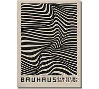 Jpaios Bauhaus Exhibition Wall Art Poster Abstract Illustration Canvas Painting Vintage Bauhaus Design Artwork Wall Picture Black and White Modernism Minimalist Wall Decor 16x24inch Unframed