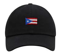 JPAK Flag of Puerto Rico Premium Dad Hat Embroidered Cotton Baseball Cap PR, Black, One Size