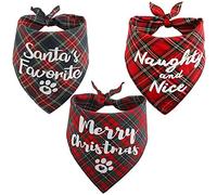 JPB Christmas Bandanas for Dogs,3 Pack Plaid Pet Bandana for Medium Large Dogs