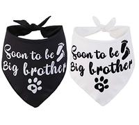 JPB Sooner to be Big Brother Dog Bandana,2 Pack Pet Baby Announcement Soft Scarf Gender Reveal Accessories Large