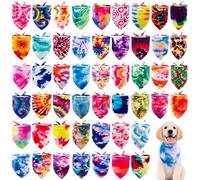 JpGdn 100PCS Dog Bandanas Tie Dye Bulk for Small Medium Breed Dog Big Kerchief Washable Triangle Bibs Head Scarves Scarfs for Boys and Girls Grooming Accessories Costume