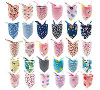 JpGdn 100PCS/Pack Summer Dogs Bandanas Bulk for Small Medium Dog Flower Pet Bandanas Kerchief Triangle Bibs Head Scarves Scarfs Washable Grooming Accessories Costume