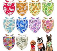 JpGdn 10pcs Dog Bandanas Paisley Pattern for Large Extral Large XL XXL Breed Kerchief Triangle Bibs Scarves Pink Blue Yellow Red Selvedge Sewing Stitching Edge Grooming Costume