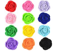 JpGdn 12pcs 1.6" Small Dogs Bow Charms - Rose Flowers for Small Medium Doggy Puppy Cats Collar - Wedding Birthday Party Valentine's Day Sliding Grooming Accessories