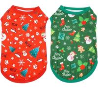 JpGdn 2pcs/Pack Christmas Dog Shirts Sleeveless Vest for Extra Large Dog Red Green Vest Light Soft Breathable Outfit Paw Print Snowman Christmas Tree Merry Boy and Girl XXXL