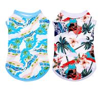 JpGdn 2PCS/Pack Dog Sun Shirts UV Protection Cooling Vest for Medium Dogs Hawaiian Tee Shirt Sleeveless Quick Dry Soft Light Weight Stretchy Blue White Summer Tank Top M