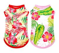 JpGdn 2PCS/Pack Dog Sun Shirts UV Protection Cooling Vest for Medium Dogs Hawaiian Tee Shirt Sleeveless Quick Dry Soft Light Weight Stretchy Pink Red Summer Tank Top M