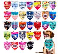 JpGdn 30Pcs/Pack Adopt Me Dog Bandanas Bulk with Paw Print Tie Dye Plaid Floral Pink Puple Blue for Small Medium Girl Boy Foster Animals to Look for Homes or Adoption