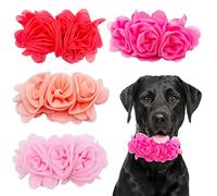 JpGdn 4pcs/Pack Dog Collar Large Flowers 14 cm Rose Croal Peach Pink Pet Collar Charms Attachment for Medium Large Breed Girl Female Cat Puppy Alpaca Rabbit Neck Bows Slides Grooming Accessories